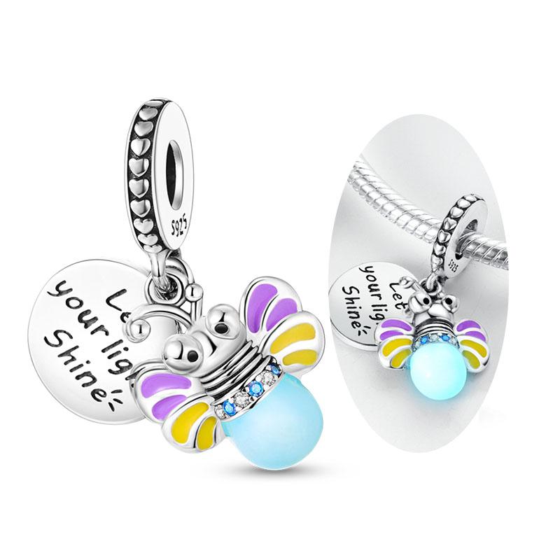 Copper Charms Beads Pendant Luminous Firefly Butterfly Charms Fit Original Bracelet Women Diy Jewelry Making Gifts