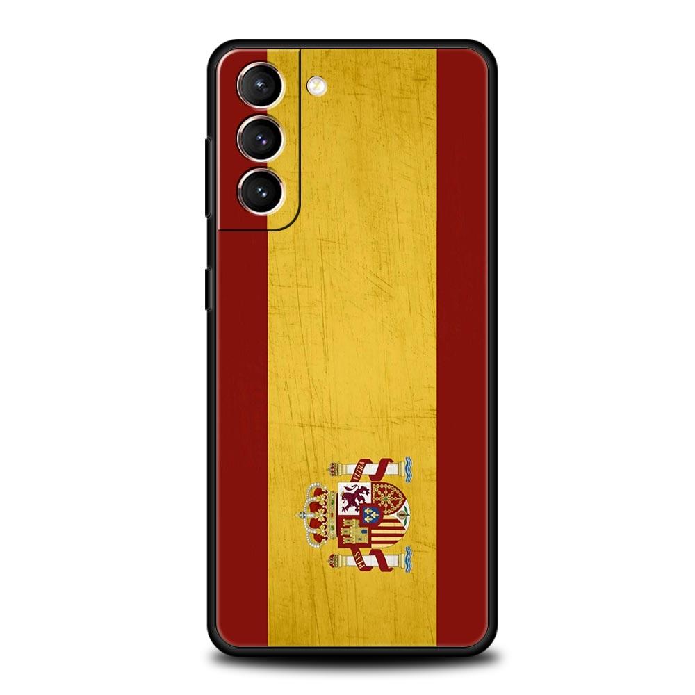 Spain Bull Flag Phone Case For Samsung Galaxy S26 Ultra S25 Plus S24 FE S23 S22 5G S21 S20 Cover Black Soft