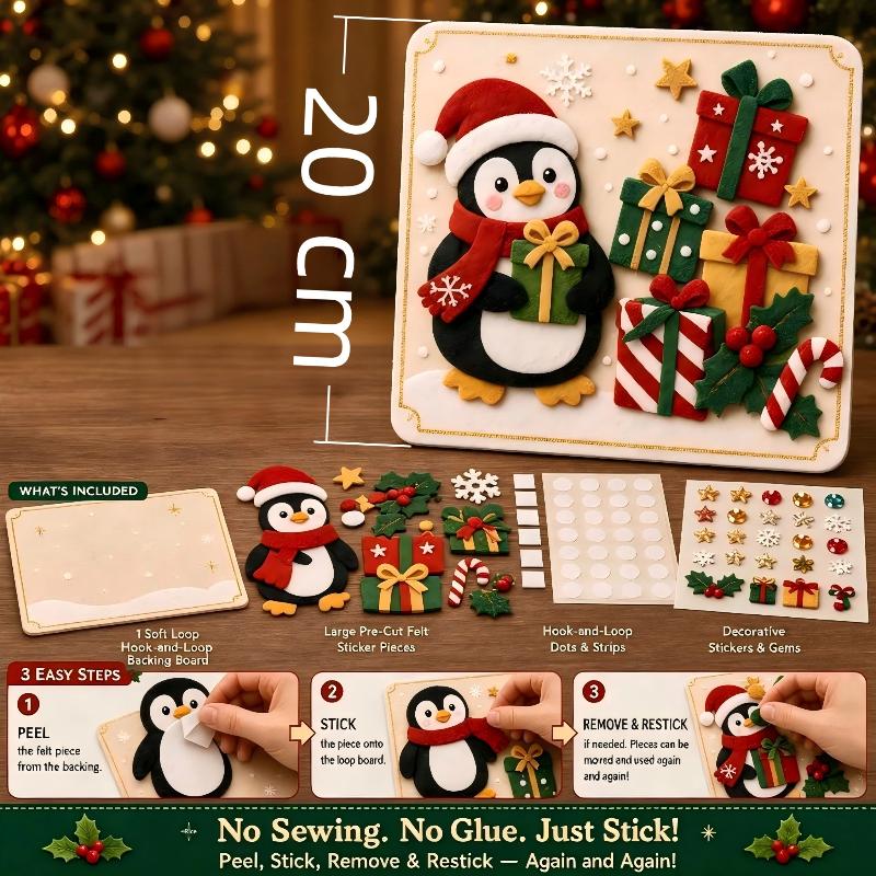 Diy Christmas Magic Felt Sticker Art Kit Reusable Christmas Craft Kit With Hook And Loop Felt Pieces Holiday Felt Board Art Fo