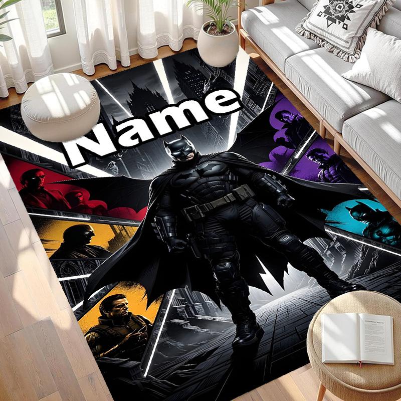 Custom Name Personalized Batman Print Carpet, Versatile Home Decor Rug, for Playroom, Apartment, Balcony, Entryway, Hallway Gift