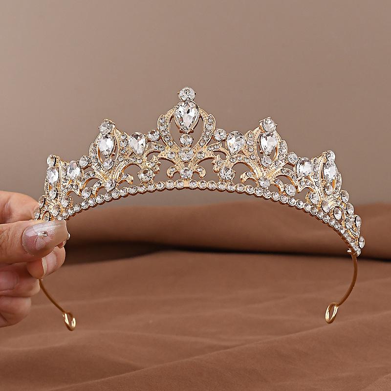 Baroque Rhinestone Bridal Crown - European Style Wedding Headdress for Women