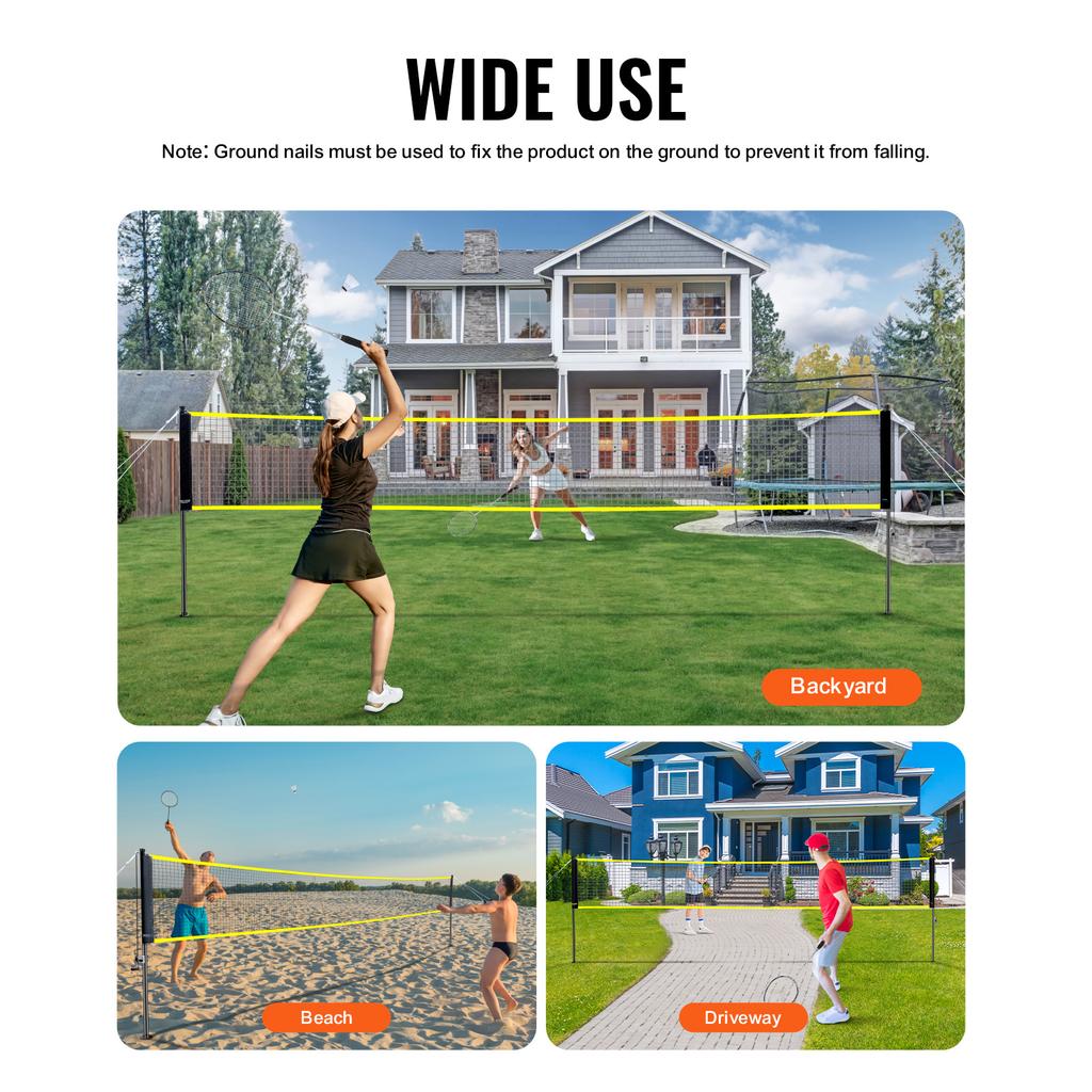 SucceBuy Badminton Net Set Outdoor Backyard Beach Park Badminton Net Portable Badminton Equipment Set Adults Kids Badminton Net