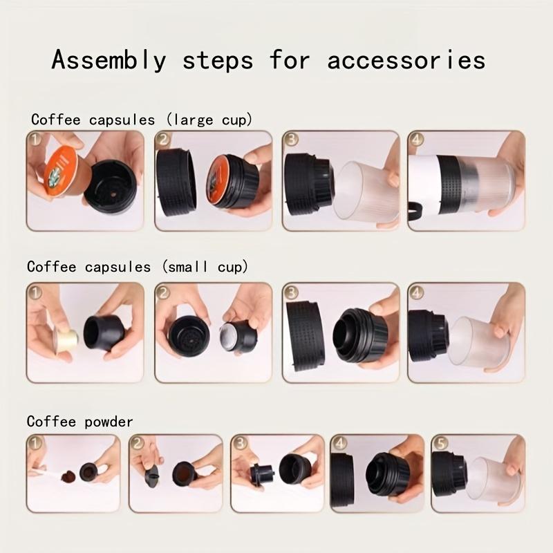 1Pc Portable 3-in-1 electric espresso machine with automatic heating for use in cars, offices, camping, and hiking