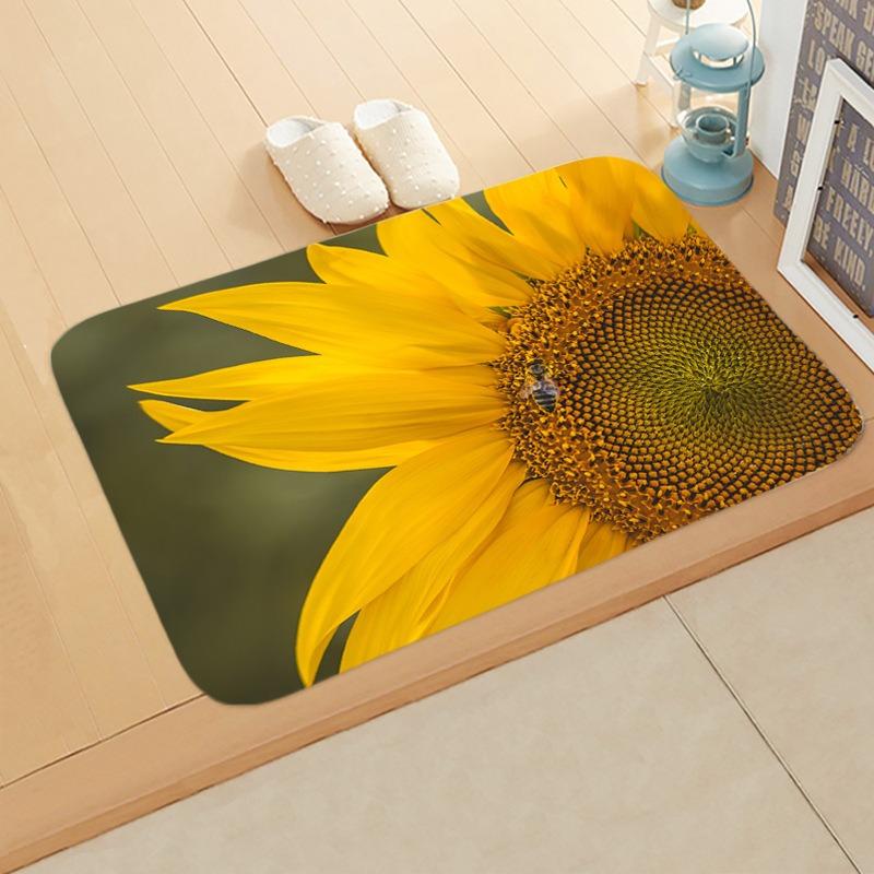 Sunflower Printed Doormat Soft Comfortable Welcome Carpet Home Living Room Bedroom Door Non-slip Doormat Toilet Floor Home Mat