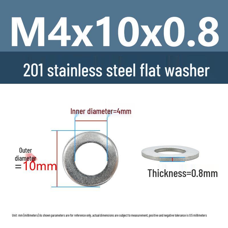 Yigu Oversized Thickened 201 Stainless Steel Flat Washers for M3, M4, M5 Industrial Use