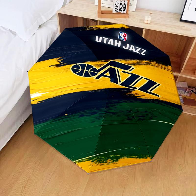 Jazz Basketball Team Umbrella Folding umbrella, automatic umbrella 8-Frame for Travel, camping Use Gift for Halloween Christmas