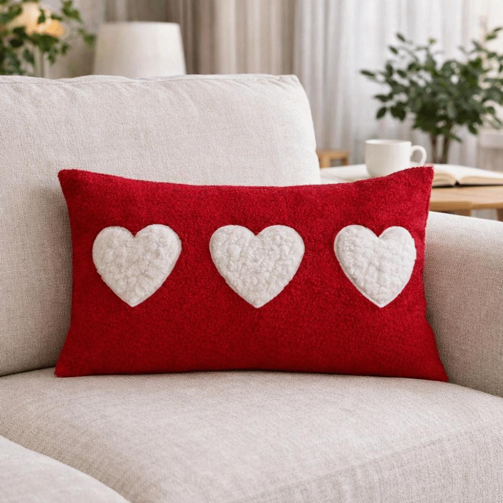 30*50cm Valentine's Day Pillowcase Soft Decorative Heart Pillow Cover Concealed Zipper Detachable Love Pillowcase Living Room