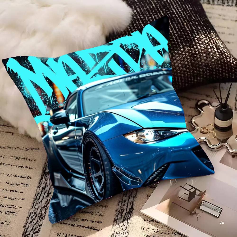 Blue Miata Supra Car E36 Luxury Super Car Pillow Case Square Pillow Bedroom Sofa Leisure Comfort Cushion Home Decoration