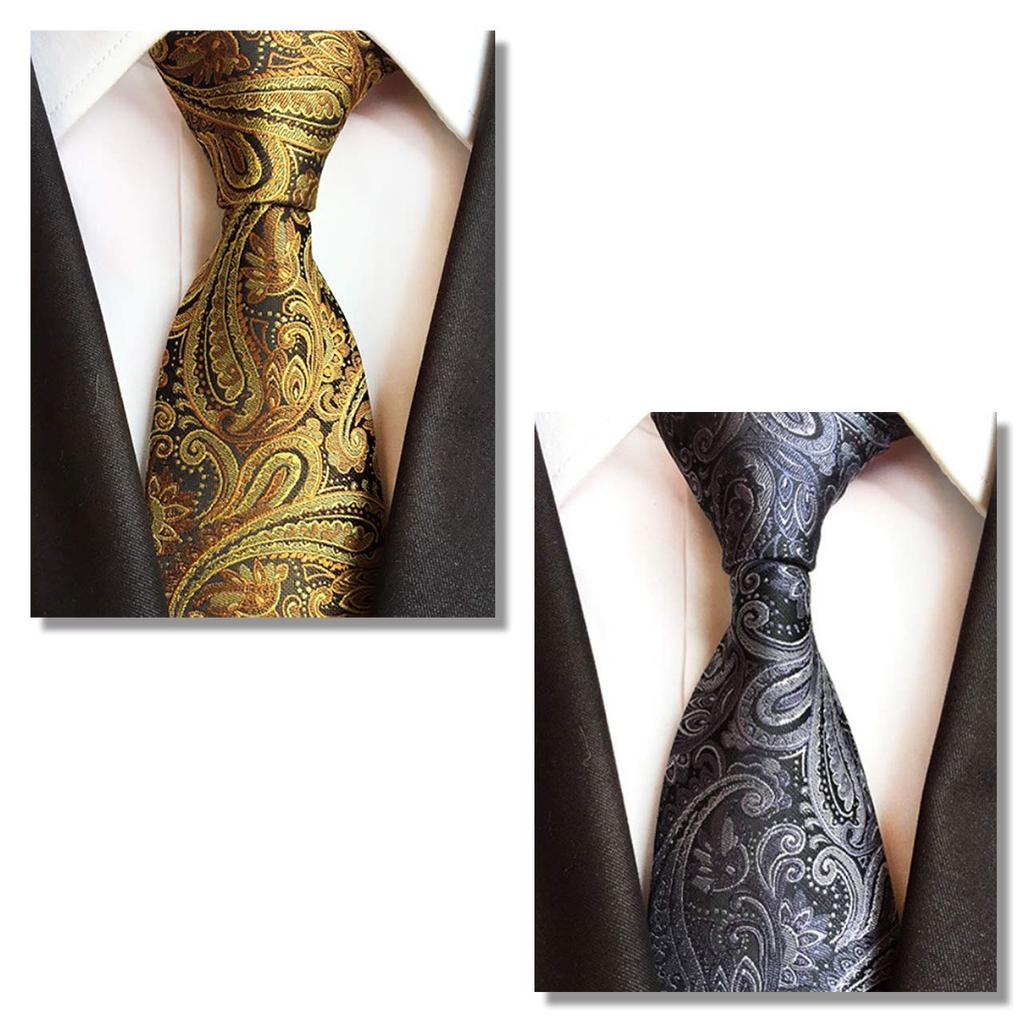 WHITE FANG Paisley Necktie, Washable, Solid Color, for Suits, Business, and Stylish Men's, NC009 (02: Brown)