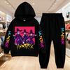 KPop Demon Hunters Printing Hoodies Sets Kids Clothes Children Hoodie+pants Suitable 3-12 Years Boys Girls Pink Black Sweatshirt