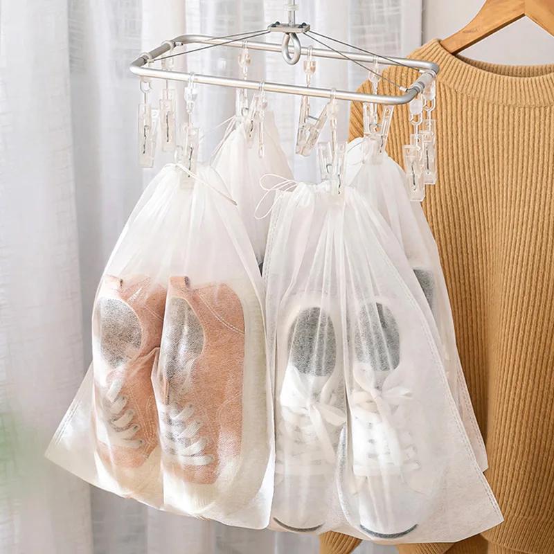 10/20/30Pcs Set Shoe Dust Covers Non-Woven Dustproof Drawstring Clear Storage Bag Travel Pouch Shoe Bags Drying Shoes Protect