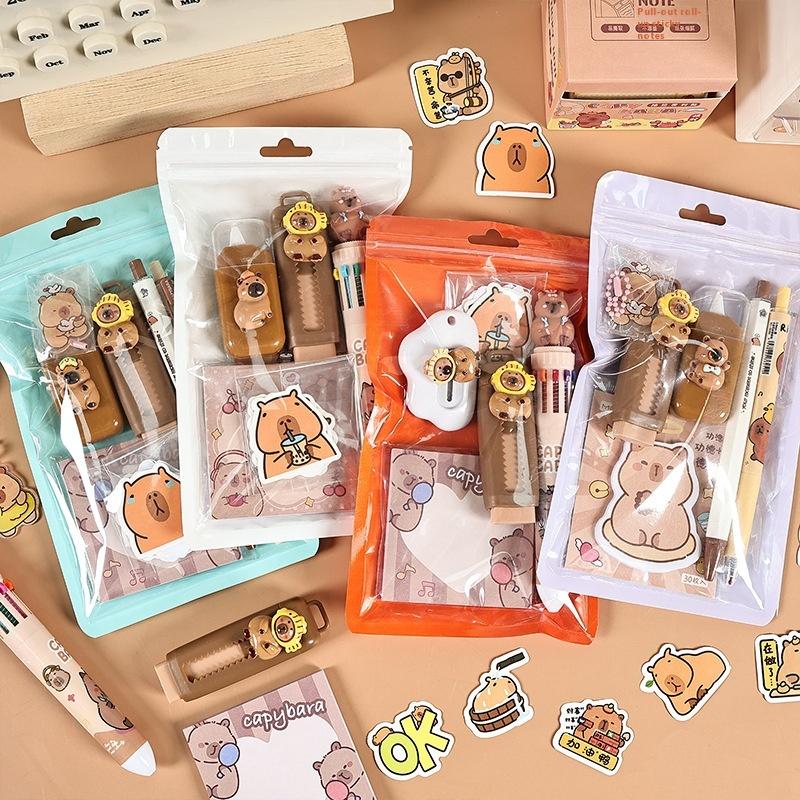 Cartoon Capybara Pattern Stationery Set Student Learning Stationery Set Cute Cartoon School Supplies Creative Gift