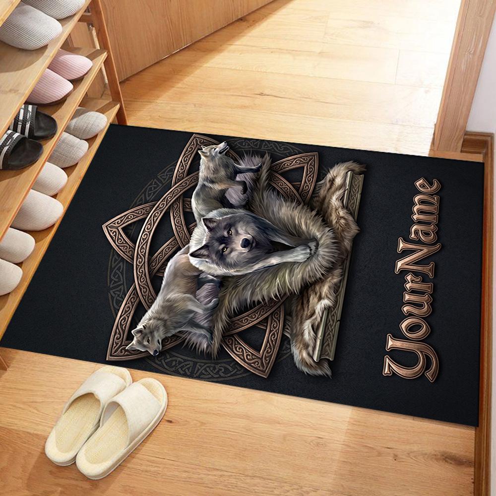 Gothic Illustrations Customizable Name Floor Rug Office Rug Design for Bedrooms Dining Room Kitchen Living Rooms Antislip Carpet Office Home Decor