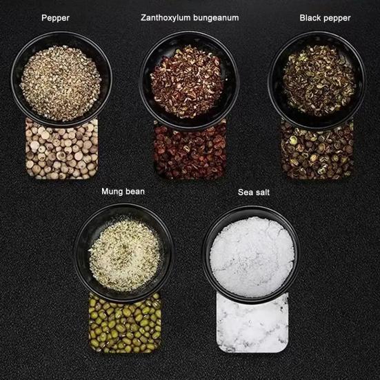 2-in-1 Salt And Pepper Grinder Set Adjustable Coarseness Manual Spice Mill with Glass Jar Stainless Steel Refillable Kitchen Shaker Bottle