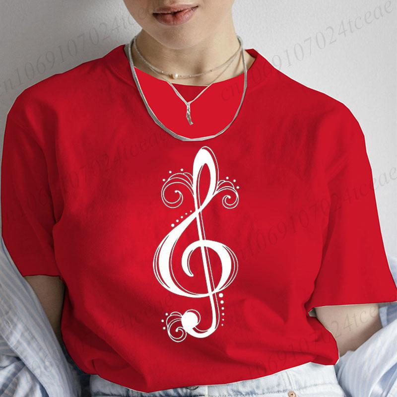 Musical Note Heart Print Unisex T Shirt Short Sleeve O Neck Unisex Tshirt Ladies Fashion Tee Shirt Tops Clothes Camisetas Mujer