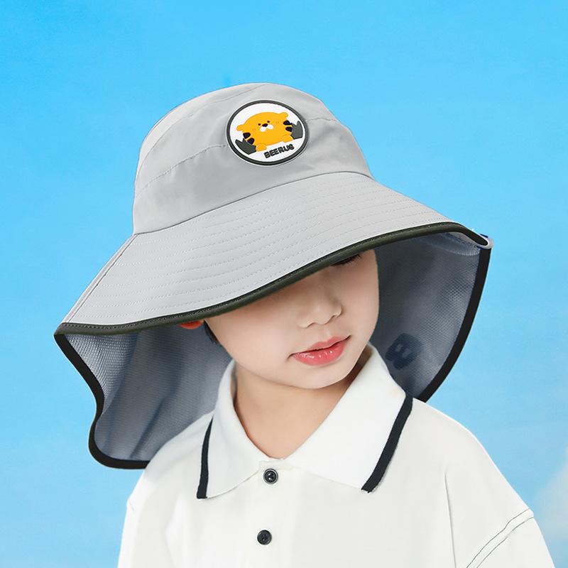 1131 children's hat summer boy girl outdoor empty top sunscreen hat big brim shawl sunshade bucket hat