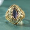 Vintage Inlaid Purple CZ Women's Ring Exquisite Gold Color Geometry Daily Wear Party Jewelry Anniversary Gift