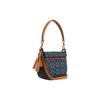 Coach Kleo 23 Floral Print Color Block Fabric And Leather Saddle Bag Women Shoulder Bag Blue Gray Brown C8514-IMDEI