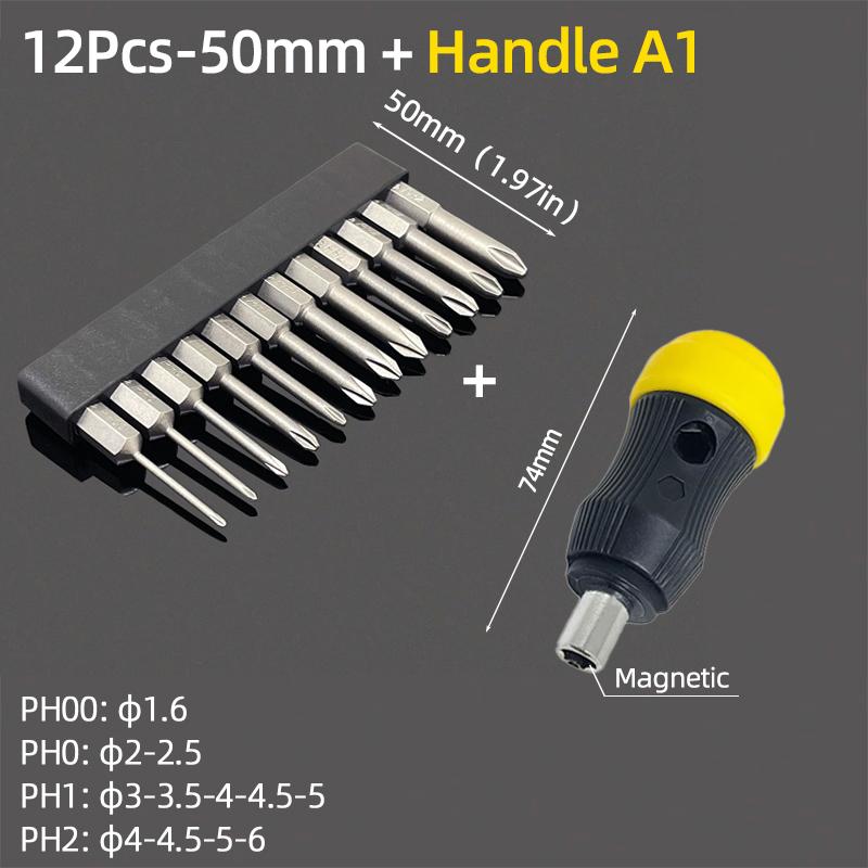 Cross Head Screwdriver Bits Set Magnetic Screwdrivers PH00 PH1 PH2 S2 Alloy Steel 1/4" Hex Shank Hand Tools 50/75/100/150mm