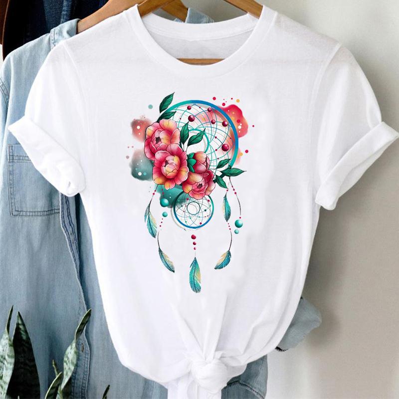 Akwarela Dream Web Lovely Style Trend Women Print Tee T Top Summer Fashion Tshirt z krótkim rękawem odzież damska Casual Graphic T-shirt
