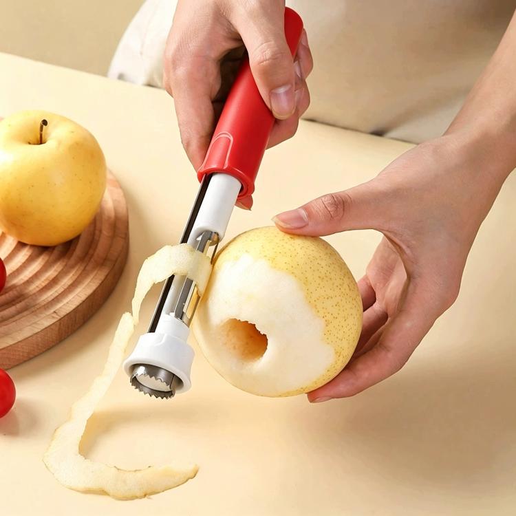 LsCook 2 In 1 Fruit Peeling & Core Pumping Tool Stainless Steel Vegetable Corer красный