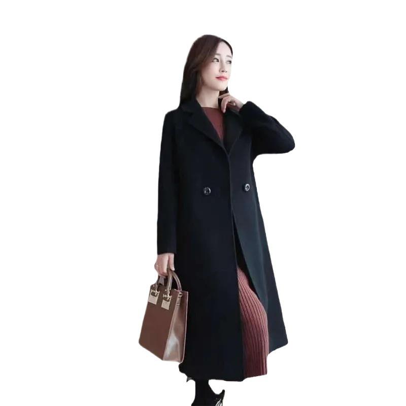 Woolen coat women's medium and long models, new slim-fitting to cover the stomach, old mother's casual temperament, woolen coat