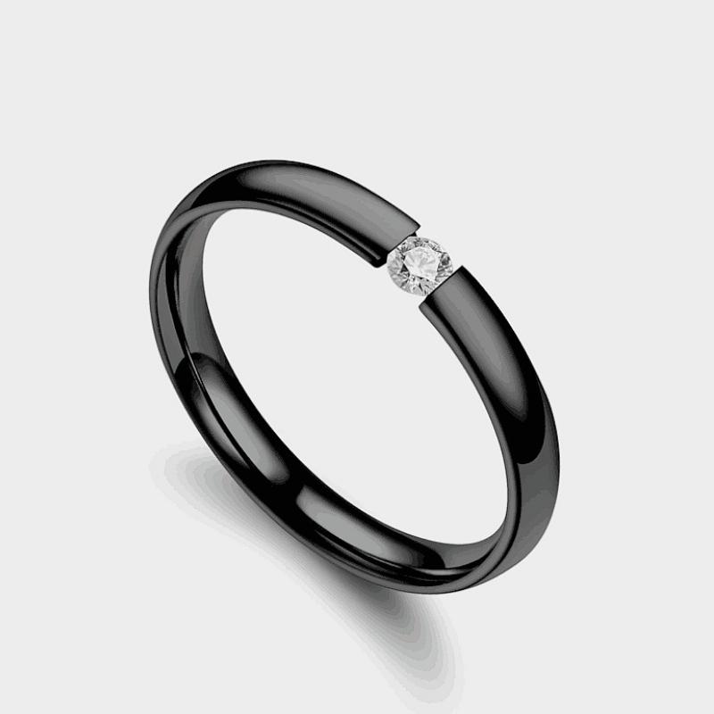 Stainless Steel  Diamond Ring Micro-inlaid Zirconia Ring Fashion Open-End Couple Rings