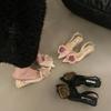 French high heels pink bag head sandals women's shoes new spring and summer fairy style pointed shoes single shoes