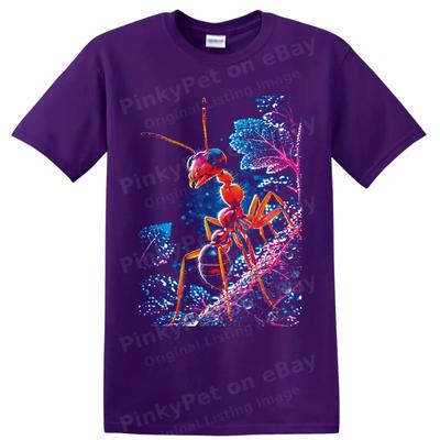 Ant T Shirt Neon Tropical Insect Macro Art W/ Glowing Leaves Nature Graphic Tee