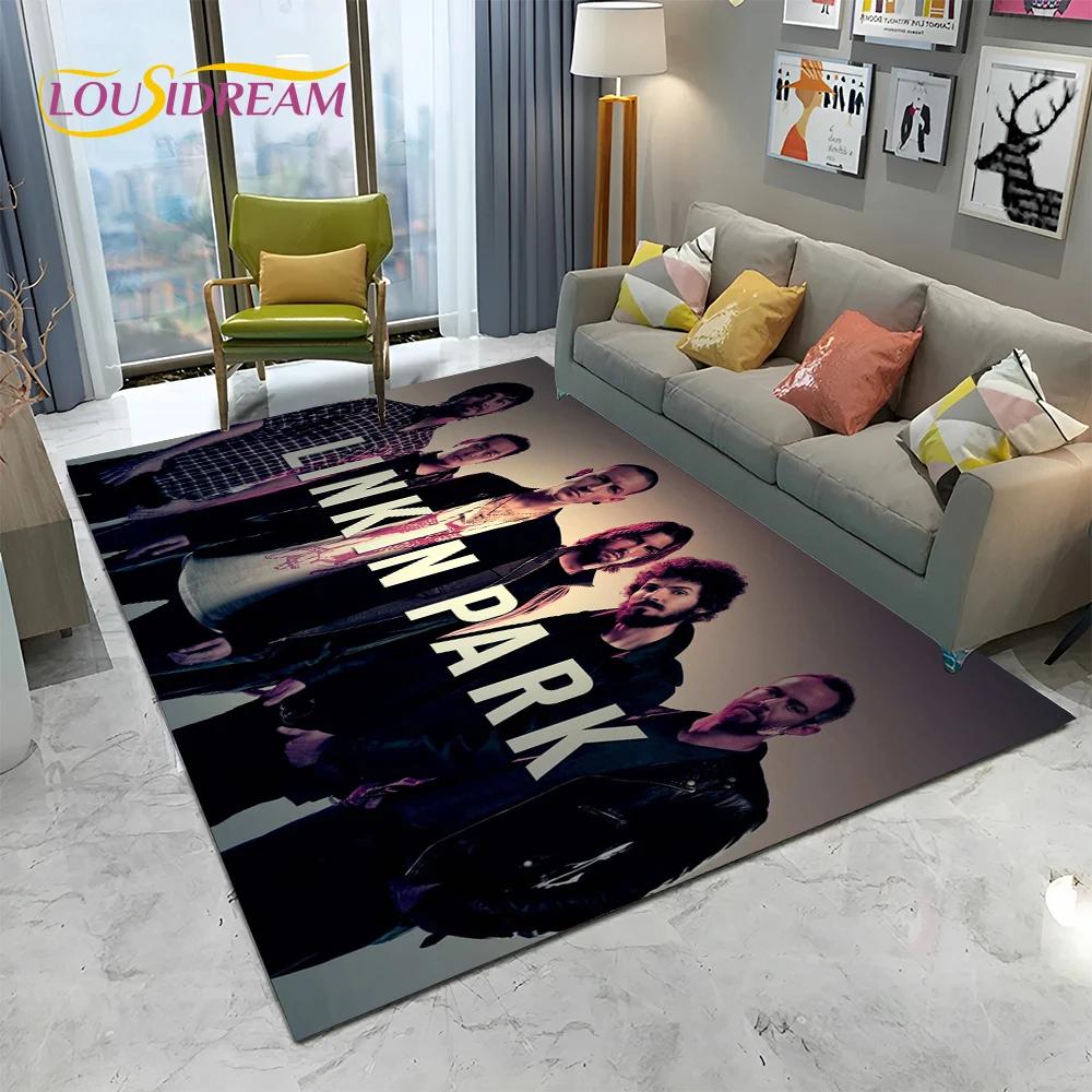 Tappeto Tappetino Decorativo 3D Retro Rock Band L-Linkin Park Logo per Casa Soggiorno Camera da Letto Divano Zerbino, Tappeto per Area Bambini Tappetino Antiscivolo