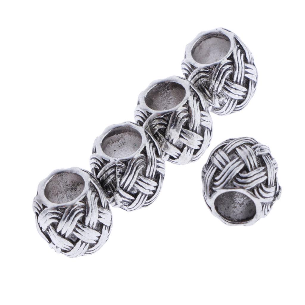 5 Pieces Antique Style Silver Spacer Loose Beads DIY Jewelry Making Findings