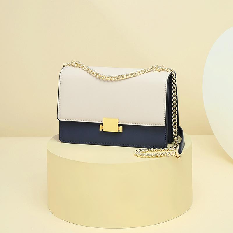 Neue Trendige Crossbody-Tasche Damen-Tasche Echtes Leder Leichter Luxus Frühjahrs- und Sommer-Tasche Hochwertige Textur Nischen-Ketten-Tasche