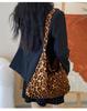 Korean Style Pink Leopard Print One-Shoulder Tote Bag