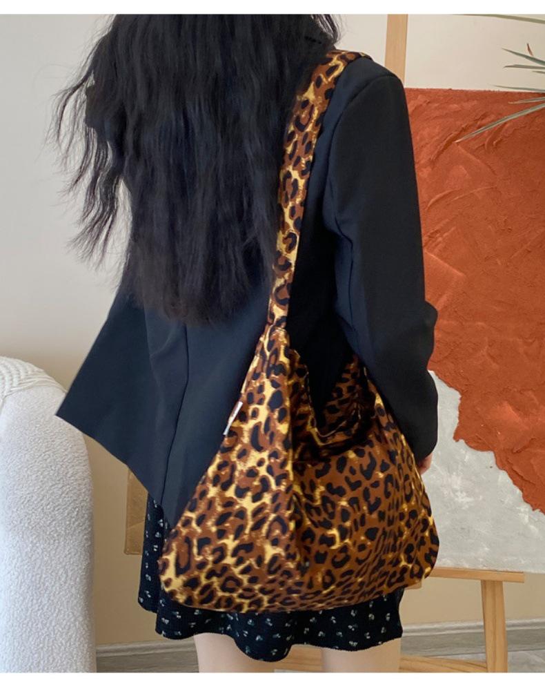 Korean Style Pink Leopard Print One-Shoulder Tote Bag