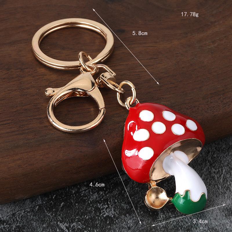 Colorful Enamel Mushroom Keychain Cute Cartoon Charm Key Ring For Bag Decoration Gift
