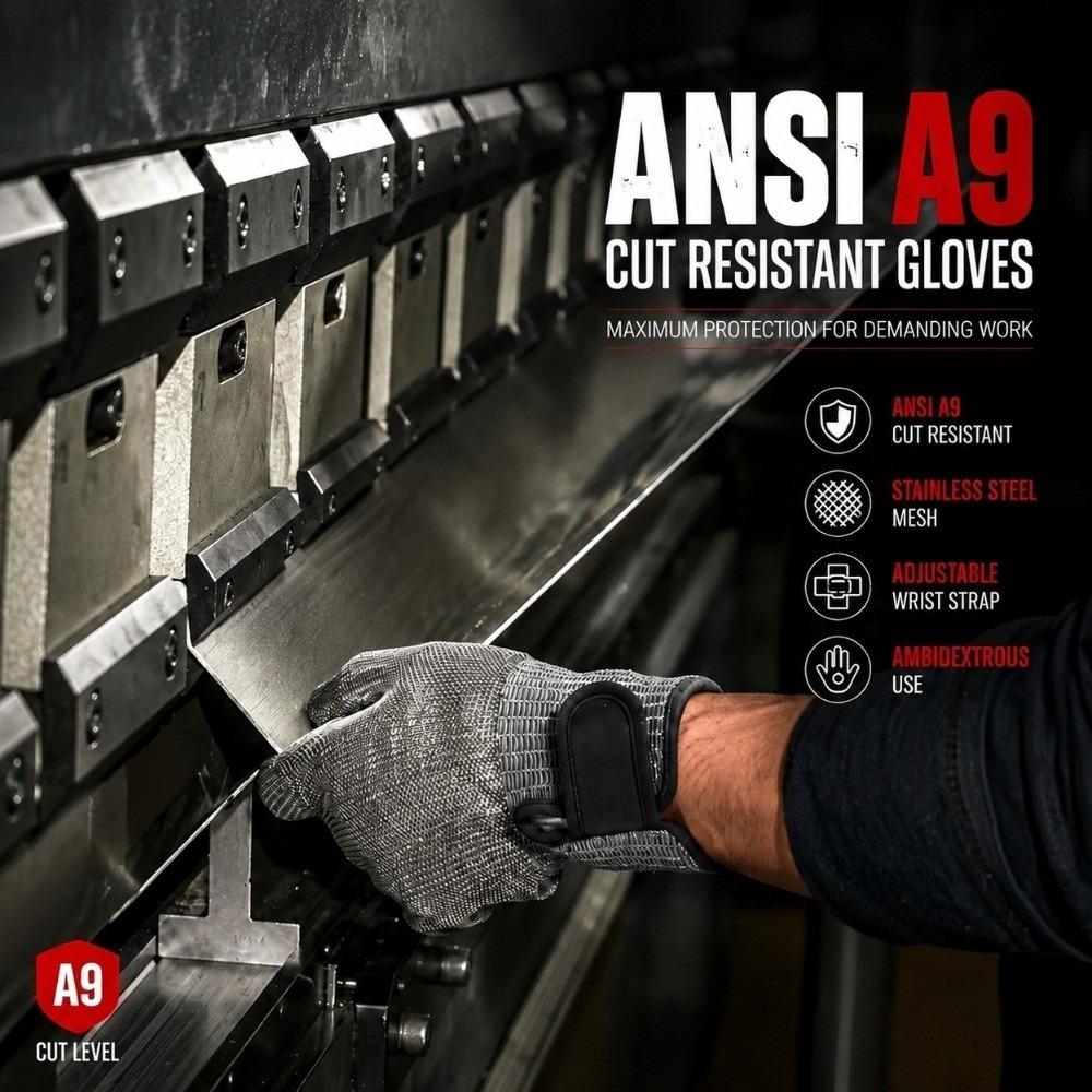 ANSI A9 Stainless Steel Mesh Glove Elastic Safety Work Glove Cut Resistant Glove Slaughtering