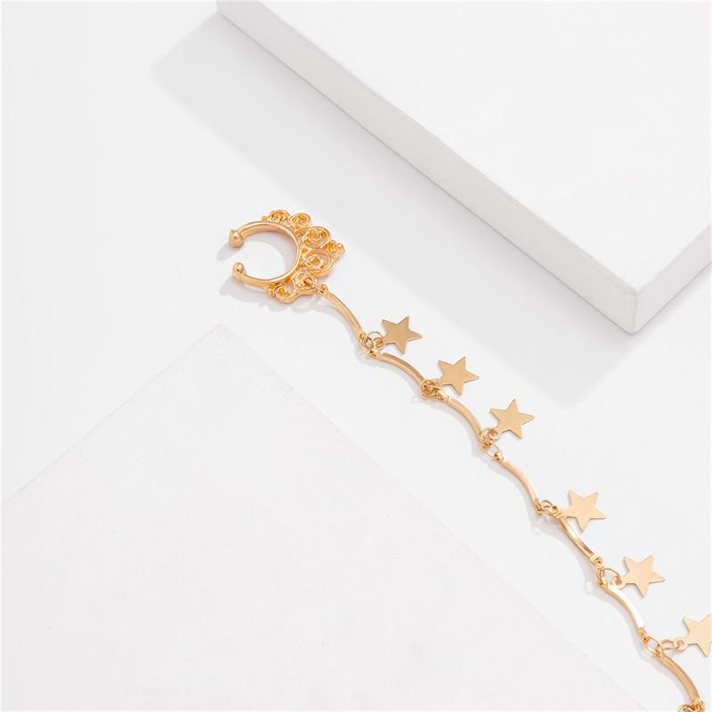 Bohême Punk Sexy femmes gland chaîne boucles d'oreilles faux Piercing pince-nez