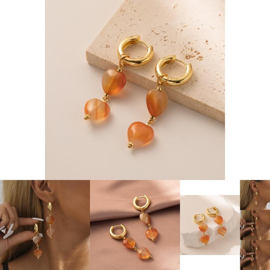 Trendsetting Heart Natural Stone Earrings For Women Perfect Birthday Gift