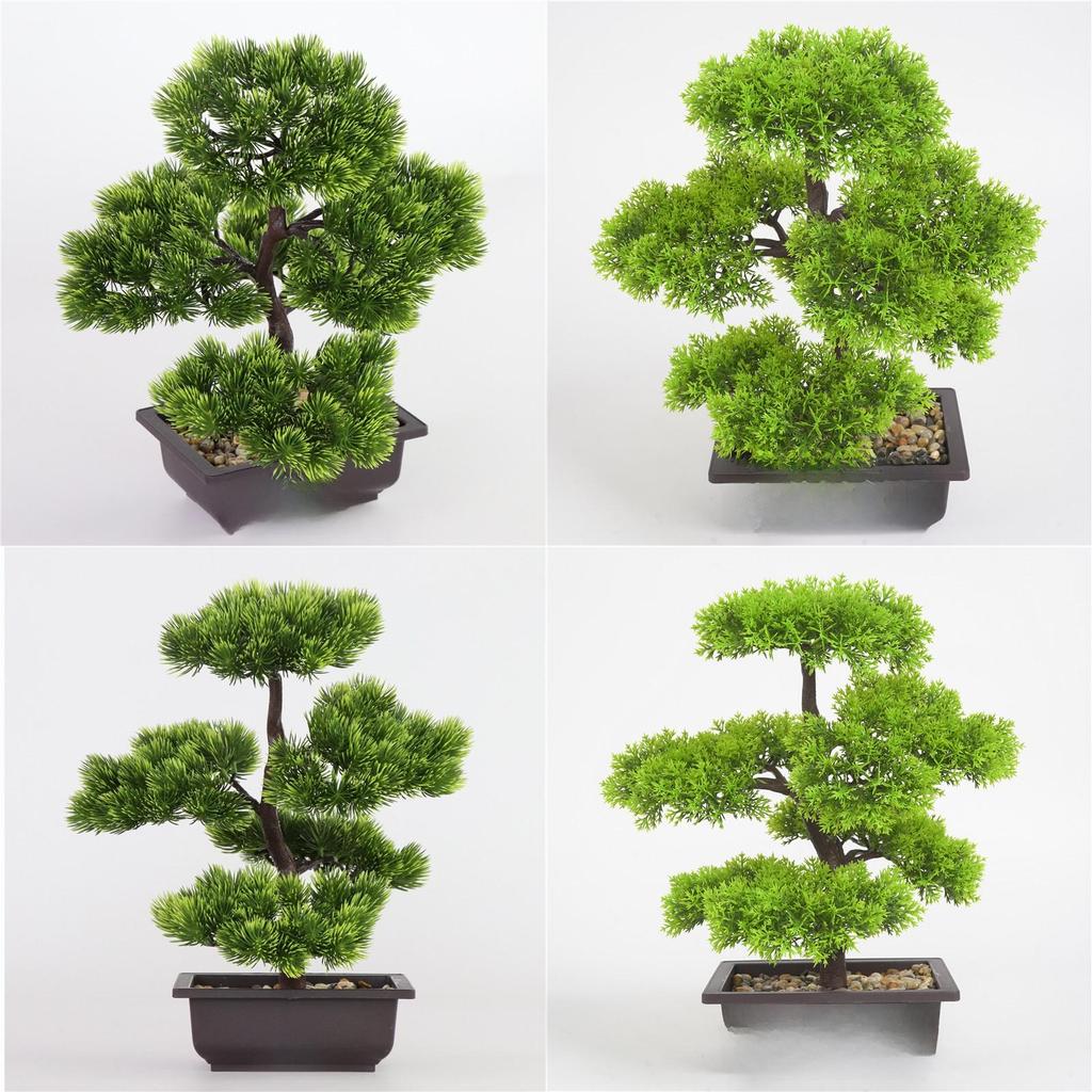 Artificial Pine Bonsai Tree With Pot For Office Decor And Indoor Greenery