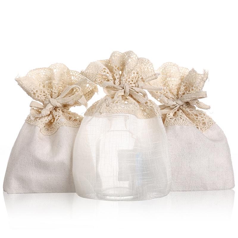 New 10X14CM Five Petal Flower White Lace Yarn Bag Folded Bottom Jewelry Drawstring Bag Creative Gift Slub Yarn Drawstring Pocket