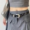 Jeans Decor Star Rivet Waist Belt Punk PU Leather Waistbands Fashion Y2K Wide Belt  Summer