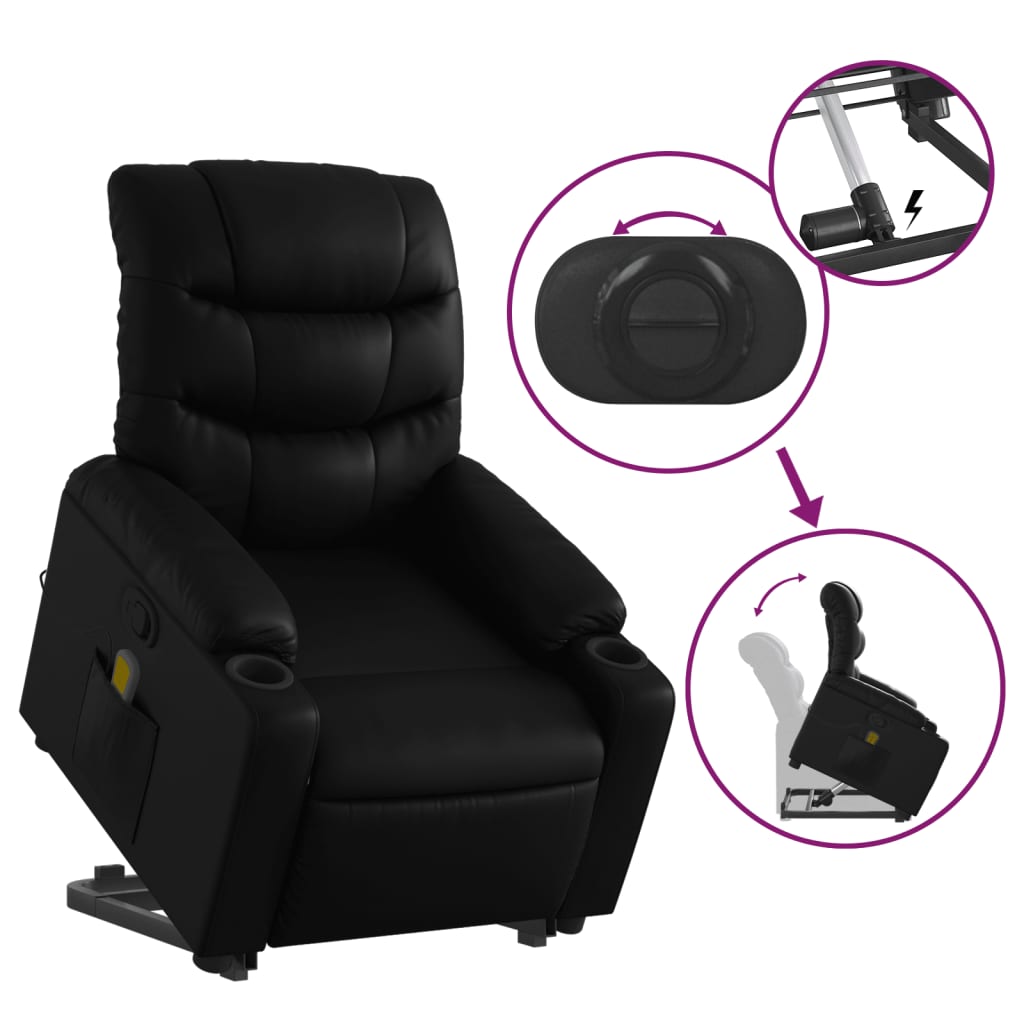 Vidaxl Lift and Massage Chair, Reclining, Black, Eco-Leather