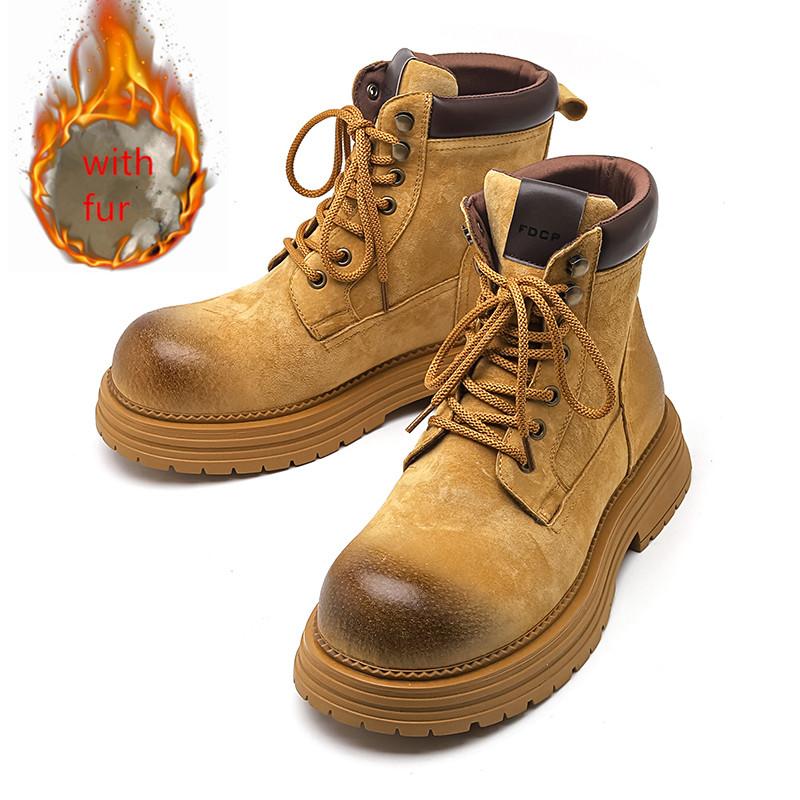 Ботинки мужские на шнуровке высокие ботинки мужские из коровьей замши кожаные зимние — фото 9