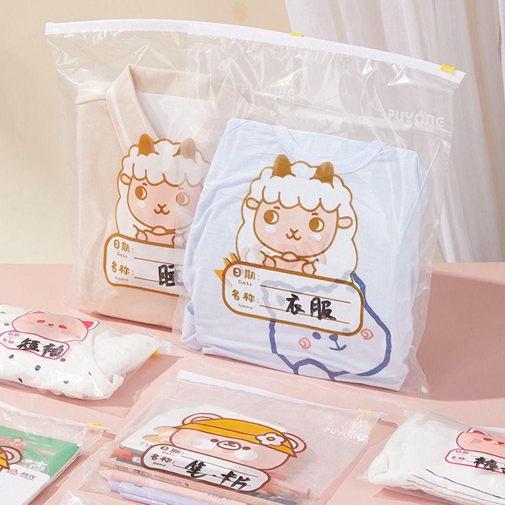 10/15PCS Cartoon Pattern Classified Sealed Bag Moisture-proof Cloth Sorting Pouch  Travel