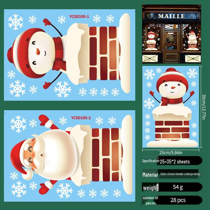 Cross-border Christmas Static Cling Window and Wall Stickers for Glass Doors and Shopping Malls