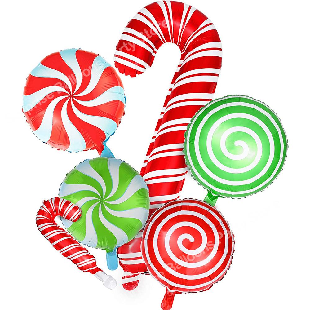 Candy Cane Christmas Balloons - Red Green Sweet Candy Balloons, Holiday Party Decorations & Gift Box Fillers