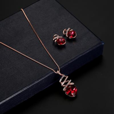 1 súprava dámskeho náhrdelníka geometrické kubické zirkóny točivé elegantné červené štvorcové náušnice vykladané kamienkami súprava módne šperky