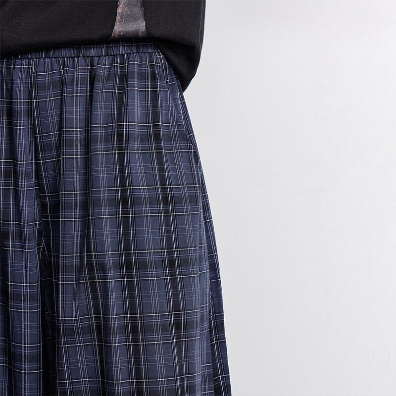 Chuyu Women's Cotton Loose Plaid Wide-leg Pants
