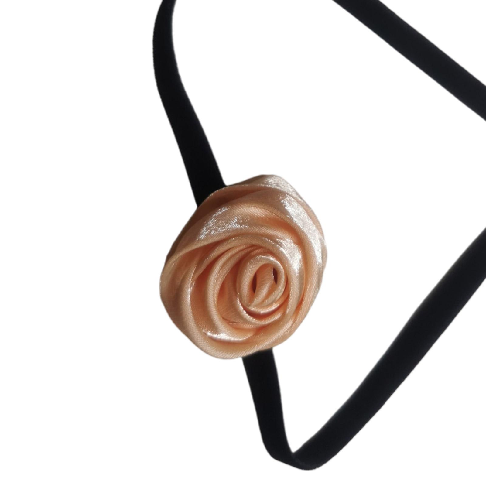 

Retro Style Handmade Rose Necklace Elegant Collar Bohemian Exaggerated Flowers Necklet Velvet Elegant Clavicle Chain жёлтый