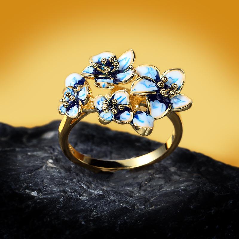 

Серебряное Креативное Кольцо с Синим Цветком из Эмали и Эпоксидной Смолы с Цирконом для Женщин Ювелирные Изделия Свадебная Вечеринка Кольцо для Помолвки Богема 8